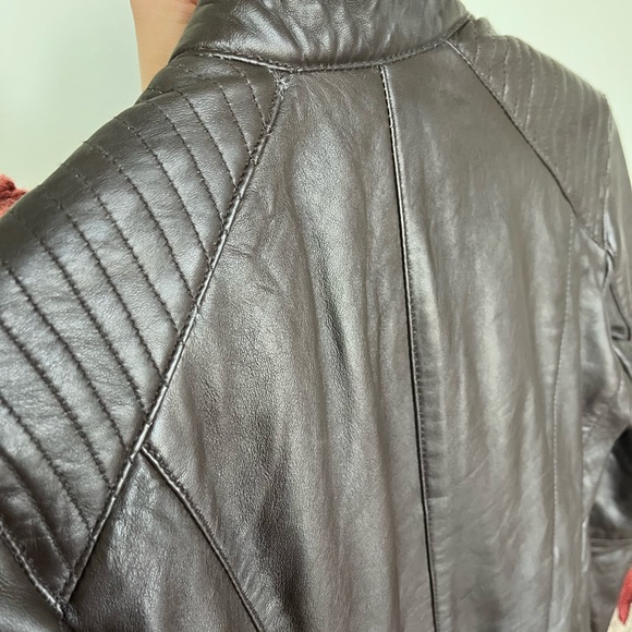 Cole Haan Leather Jacket, size small, dark brown - Picture 5 of 6